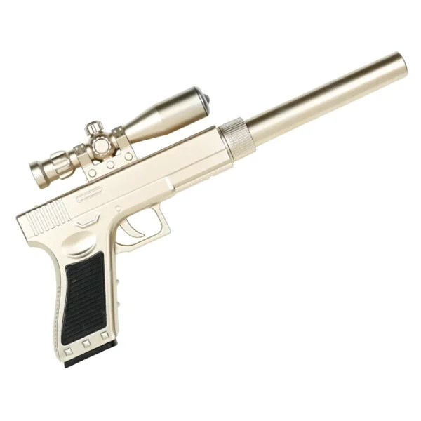 Metallic Beige Pen (Shaped as a small pistol) LED Light included. School Accessories, Stationary accessories, Hot selling products. Cute Funny Products, Gift shop online. Toronto Ontario Canada