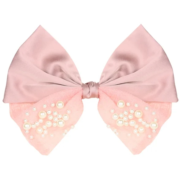 Rose Bow With pearls. Extremely cute Ribbon. Find more Bows at CutefunnyStuff.com Find Trendy Accessions