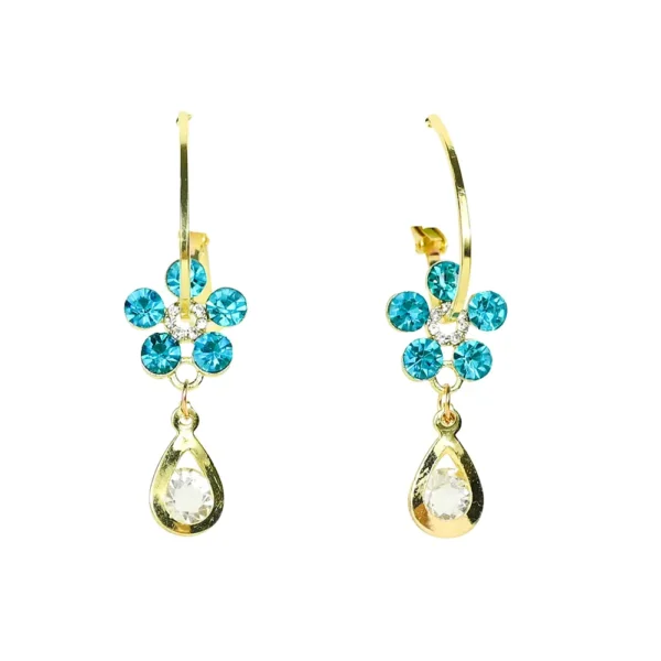 Blue Flower Crystal Drop Earrings. Drop Earrings for sale! Shop Online for cute earrings at Cutefunnystuff.com Hot selling products. Cute Funny Products, Gift shop online. Novelty Shop Online. Toronto Ontario Canada