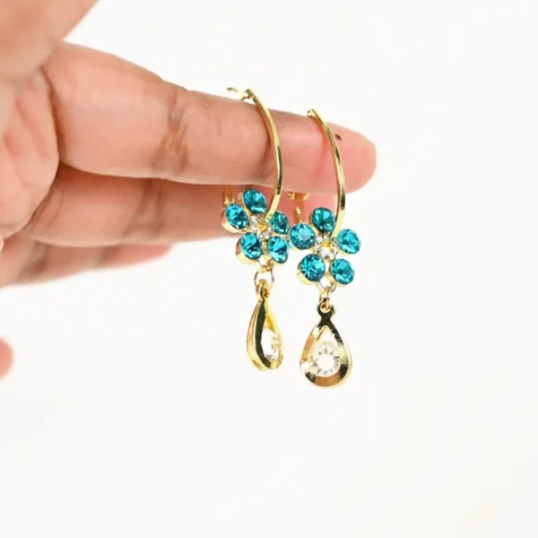 Blue Flower Crystal Drop Earrings. Drop Earrings for sale! Shop Online for cute earrings at Cutefunnystuff.com Hot selling products. Cute Funny Products, Gift shop online. Novelty Shop Online. Toronto Ontario Canada