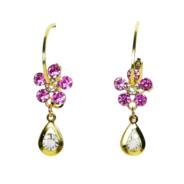 Purple Flower Crystal Drop Earrings. Drop Earrings for sale! Shop Online for cute earrings at Cutefunnystuff.com Hot selling products. Cute Funny Products, Gift shop online. Novelty Shop Online. Toronto Ontario Canada