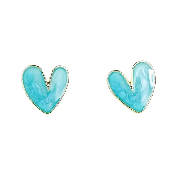 Blue Heart Studs with golden border. Adorable stud earrings for everyday use. Stud Earrings for sale! Shop Online for cute stud earrings at Cutefunnystuff.com Hot selling products. Cute Funny Products, Gift shop online. Toronto Ontario Canada