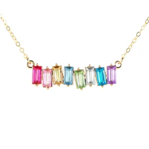 Beautiful Rainbow Gem Necklace. beautiful colorful necklace for fun occasions. Trendy Necklace. Find it at the best novelty gift shop at cute funny stuff Toronto Ontario Canada