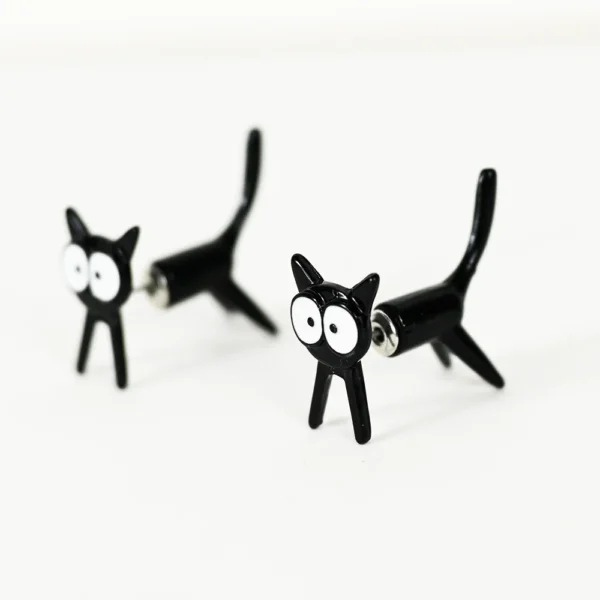 Hilarious 3D Cat earrings! Front and Back Earrings. 3D Double Sided Cat Stud Earrings. Black Cat Earrings. Cartoon Black Cat Earrings. Funny Earrings for sale! Shop Online for cute stud earrings at Cutefunnystuff.com Hot selling products. Cute Funny Products, Gift shop online. Toronto Ontario Canada