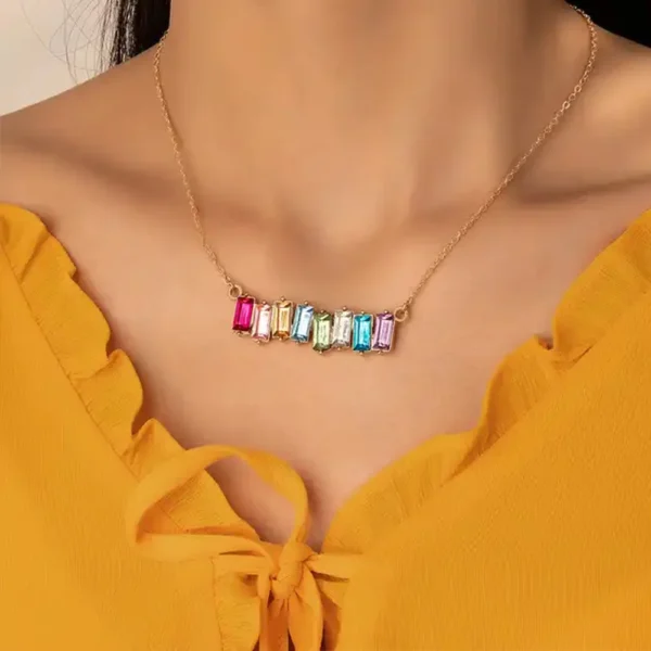 Beautiful Rainbow Gem Necklace. beautiful colorful necklace for fun occasions. Trendy Necklace. Find it at the best novelty gift shop at cute funny stuff Toronto Ontario Canada