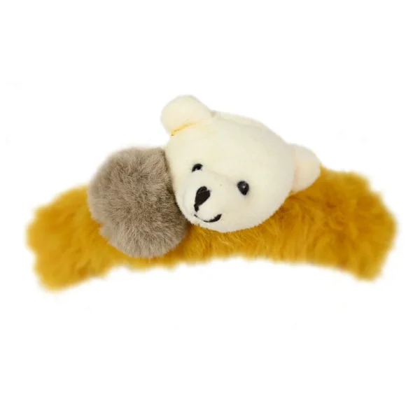 Fluffy Yellow Mustard Bear Hair Band With White Teddy Bear! Adorable Hair Accessories for Women. Cute Hair Bands for sale! Trending popular best seller products! Tik Tok , Instagram hot selling products! Shop Online only at cutefunnystuff.com Toronto Ontario Canada