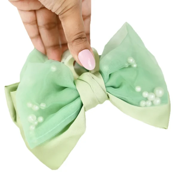 Green Bow with white pearls inside. Trending popular best seller products! TIkTok , Instagram hot selling products! Shop Online only at cutefunnystuff.com Toronto Ontario Canada