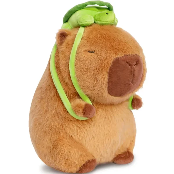 Capybara Stuffed Toy with Turtle bag pack. Adorable stuffed toys and plushies now available at CuteFunnyStuff.com Toronto Ontario Canada