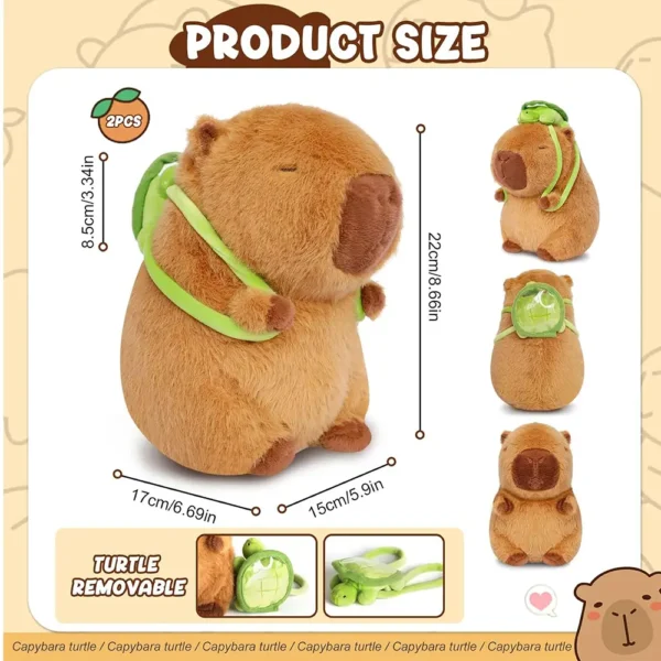 Capybara Stuffed Toy with Turtle bag pack. Adorable stuffed toys and plushies now available at CuteFunnyStuff.com Toronto Ontario Canada